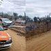 Carro derruba poste após colisão e rede elétrica provoca incêndio em pasto seco