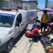 Motociclista fica ferido em acidente após passar por quebra-mola