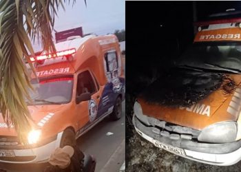 Ambulância da Brigada Anjos Jacuipenses pega fogo e assunto repercute, já que uma 0km que a Prefeitura adquiriu ainda não entregou