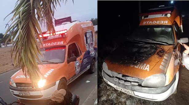 Ambulância da Brigada Anjos Jacuipenses pega fogo e assunto repercute, já que uma 0km que a Prefeitura adquiriu ainda não entregou