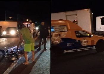 Motociclista sofre fraturas de tíbia e fíbula após ser atingido por caminhão na BR 324