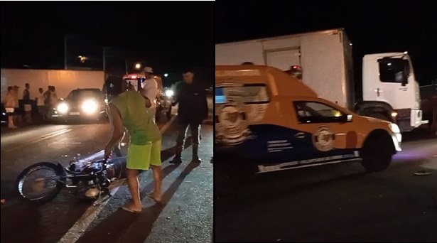 Motociclista sofre fraturas de tíbia e fíbula após ser atingido por caminhão na BR 324