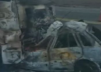 Homem morre carbonizado após batida entre carro e carreta na BR 116; veículos pegaram fogo