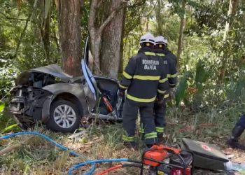 Três pessoas morrem após carro bater em árvore na  BA 101