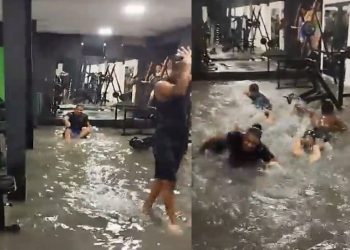 Vídeo – Frequentadores “nadam” em academia e carros ficam ilhados durante chuvas em Santaluz