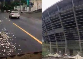Torcedores do Vitória despejam sardinhas na Ladeira da Fonte Nova