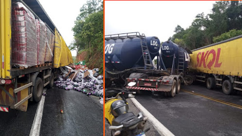 Colisão entre duas carretas interdita a estrada do feijão próximo a Porto Feliz