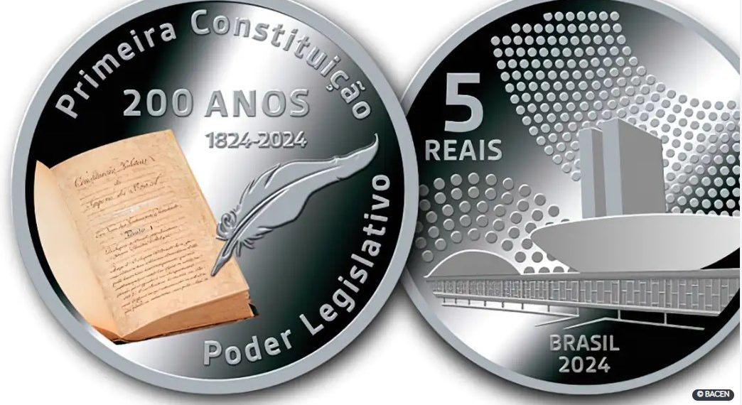 BC lança moeda de R$ 5 comemorativa dos 200 anos da Constituição de 1824