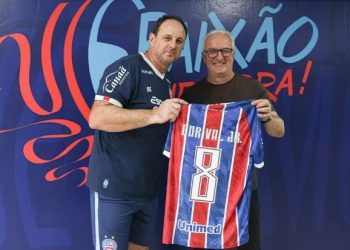 Técnico da Seleção, Dorival Junior visita o Bahia e encontra Rogério Ceni