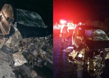 Duas pessoas morrem e outras quatro ficam feridas após acidente com carros, caminhões e viatura na BA 052