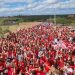 ‘Mar vermelho’ durante a passagem de Jerônimo por Barrocas para apoiar Almir de Maciel