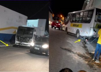 Ônibus escolar desce de ré enquanto estava sendo rebocado e passa por cima de motocicleta