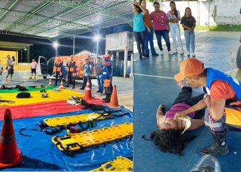 Socorristas da Brigada Anjos Jacuipenses realizam simulado de acidentes para profissionais de saúde da cidade de Caldeirão Grande