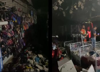 Loja de variedades no centro da cidade é destruída pelo fogo