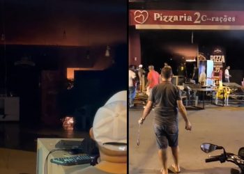 Pizzaria é consumida pelo fogo na cidade de Cansanção