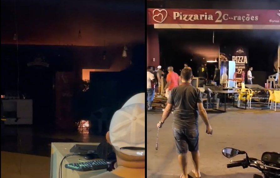 Pizzaria é consumida pelo fogo na cidade de Cansanção