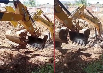 Cerca de 48h depois de quase ‘engolida’ pela lama retroescavadeira é retirada (Vídeo)