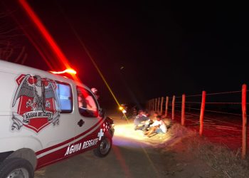 Dois jovens ficam feridos em colisão envolvendo motocicleta e boi