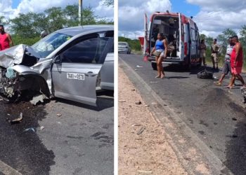 Colisão frontal envolvendo dois carros deixa duas vítimas fatais na BA 084