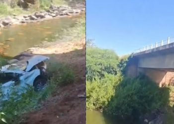 Três irmãos morrem após carro cair de ponte no sudoeste do Estado. Motorista ficou ferido gravemente