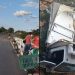 Motorista perde controle e caminhão carregado de frios vai parar dentro de riacho às margens da BA 416