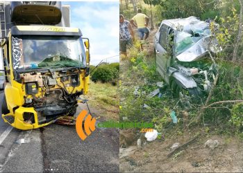 Colisão envolvendo caminhão e carro de passeio deixa um morto e outro ferido na BR 324