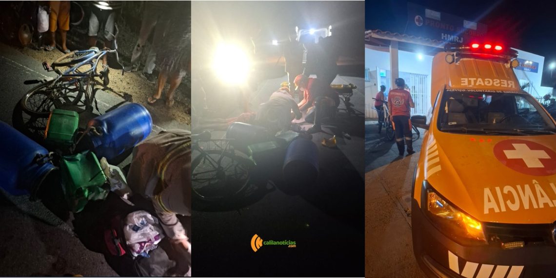 Duas pessoas ficam feridas em colisão entre moto e bicicleta na BA-120, em Riachão do Jacuípe