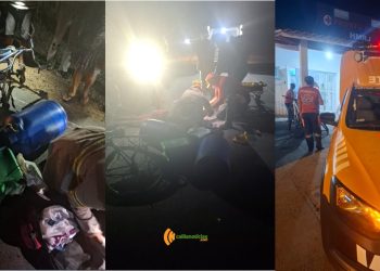 Duas pessoas ficam feridas em colisão entre moto e bicicleta na BA-120, em Riachão do Jacuípe