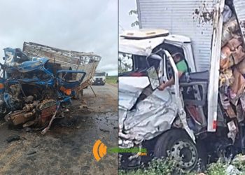 Colisão entre caminhões deixa os dois motoristas feridos na BR 324