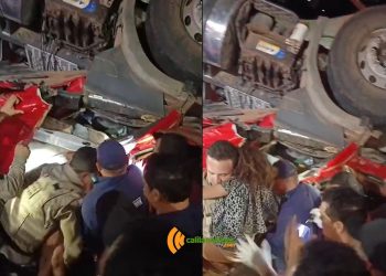 Casal morre e criança é resgatada com vida das ferragens em acidente com carreta na BR 116 Norte