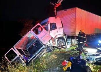 MG – Batida entre carreta e van deixa nove pessoas mortas na BR-251