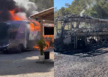 Ônibus da banda Bonde do Forró pega fogo e prejuízo é estimado em R$ 1,5 milhão