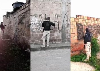 Polícia Civil remove pichações de organizações criminosas em Serrinha