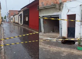 Cratera surge em rua de Irará, causa rachaduras em casas e muitas tiveram que ser interditadas