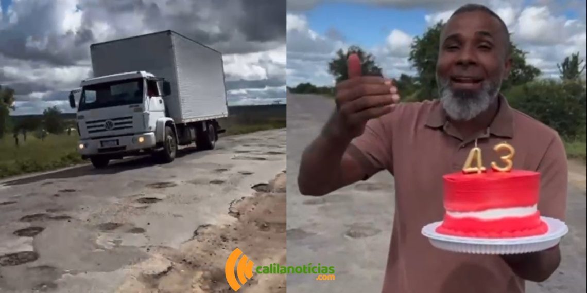Vereador de Queimadas leva bolo simbólico e denuncia abandono da BA-120, que completa 43 anos de asfaltada