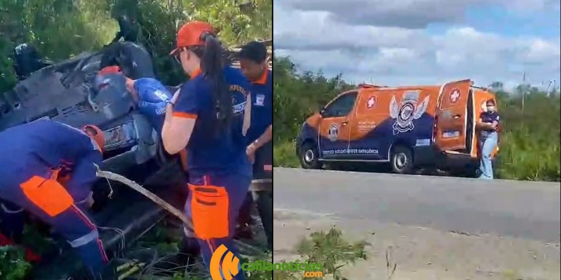 Capotamento na BR-324 deixa uma vítima em estado grave próximo ao povoado Santana