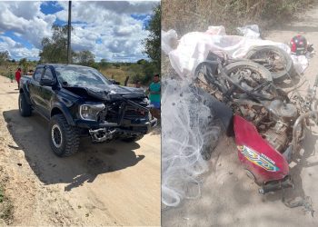 Motociclista morre em colisão frontal com pick-up na zona rural