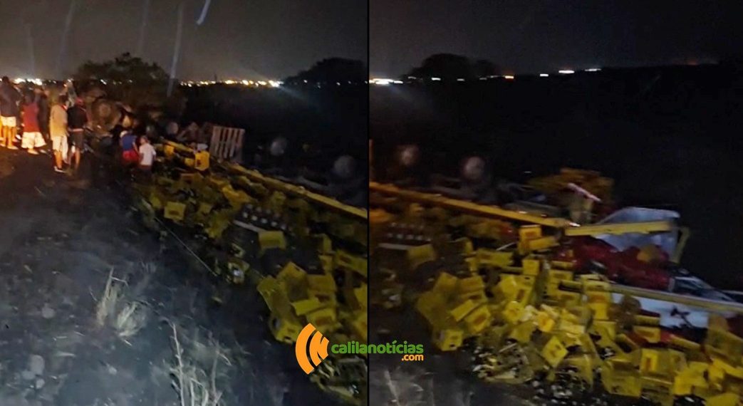 Caminhão carregado de cerveja capota na BR-324 em Riachão do Jacuípe
