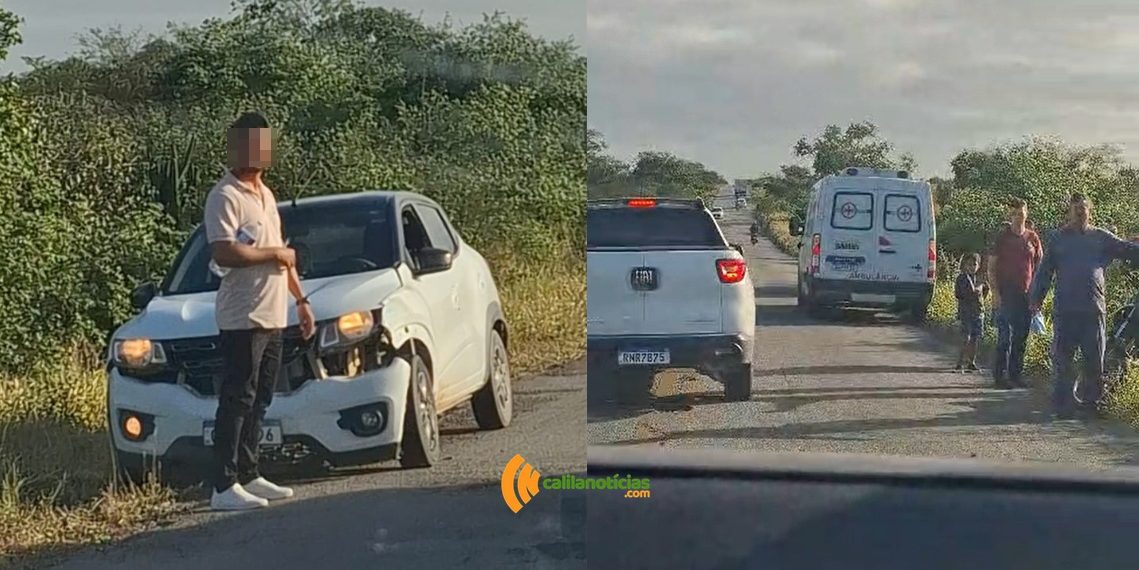 Motociclista fica ferido após colisão com carro na BA-120. Buraco na pista provocou o acidente, diz motorista