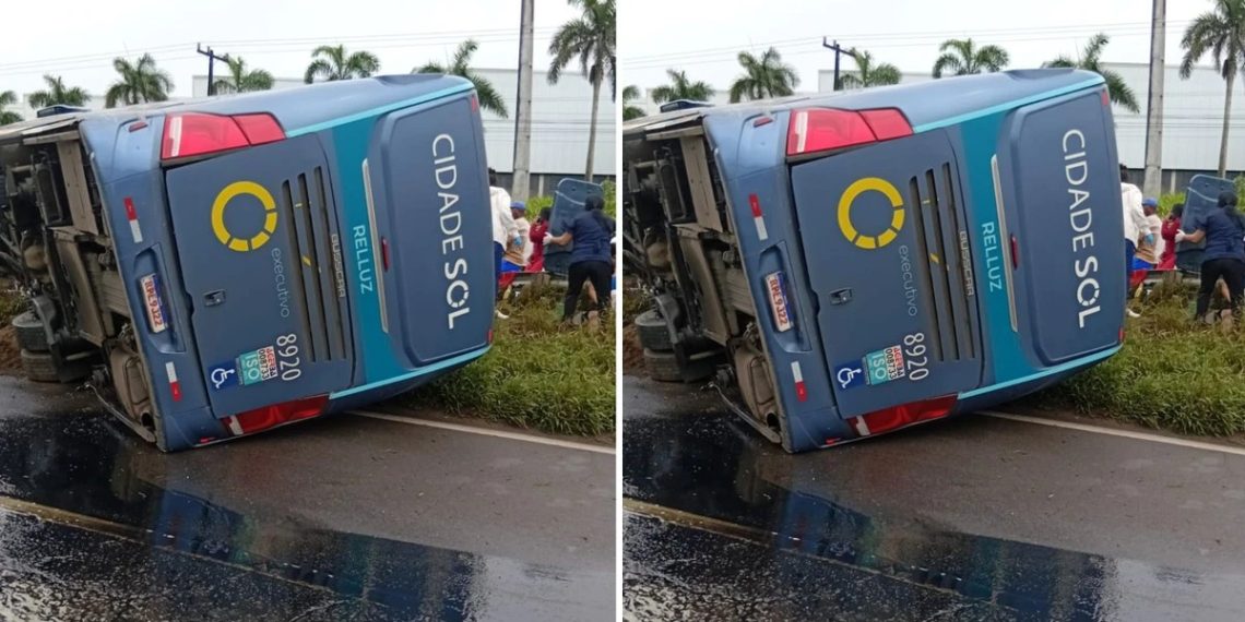 Ônibus tomba e deixa passageiros feridos na BR 324