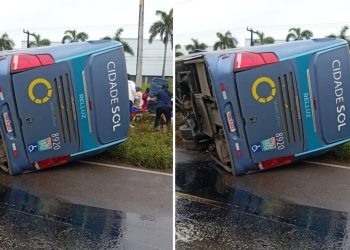Ônibus tomba e deixa passageiros feridos na BR 324