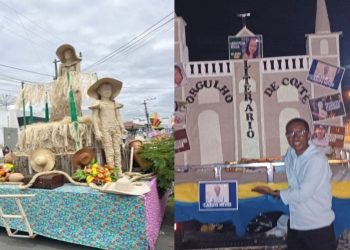 Dupla homenagem: Poeta Carlos Neves não escondeu a emoção por ter seu nome e de sua mãe celebrados no Desfile de 7 de Setembro em Coité
