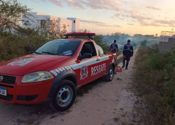 Coité – Voluntários da Brigada Águia Resgate agem como bombeiros e apagam fogo de vegetação que ameaçava escola