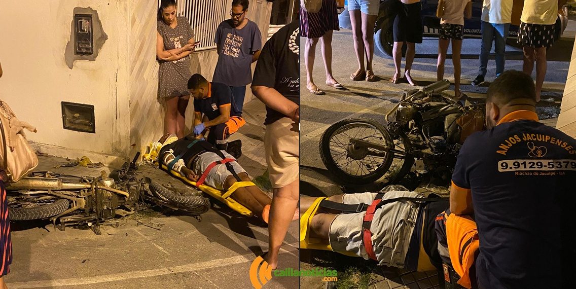 Colisão entre motos – Mais um acidente em área urbana de Riachão do Jacuípe deixa um ferido