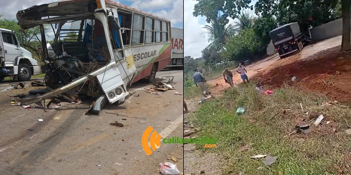Colisão envolvendo ônibus e carreta deixa mortos e feridos na BR 116 Norte