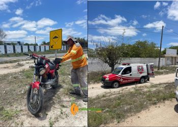 Motociclista colide em fundo de carro e fica ferido na BA 120