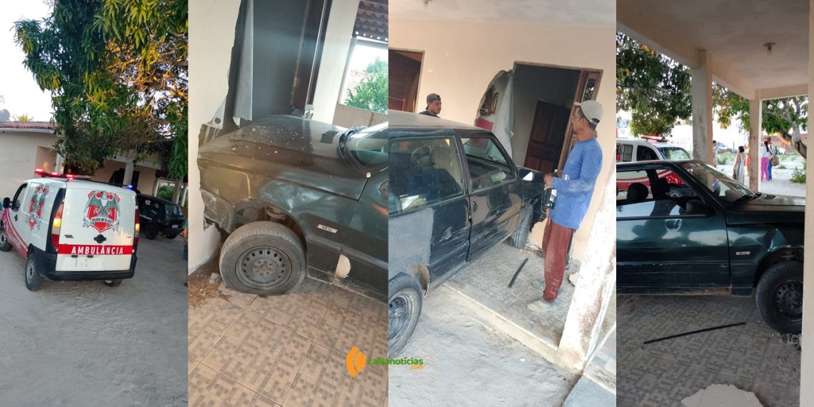 Idoso passa mal ao volante, perde controle de veículo e colide contra casa em Conceição do Coité