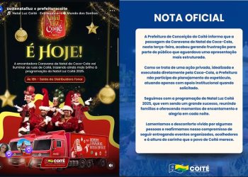 Prefeitura apaga o poste no Instagram chamando para o evento “Encantadora Caravana da Coca-Cola”, e publica uma nota afirmando que foi uma ação privada executada pela marca