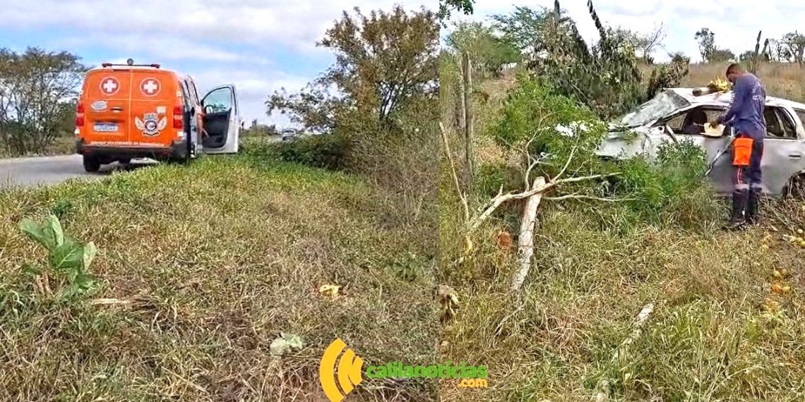 Vendedor de frutas fica ferido em capotamento na BA-120 entre Riachão do Jacuípe e Coité