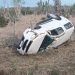 Carro sai da pista e capota dentro de fazenda às margens da BA 120